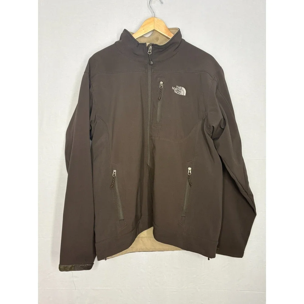 The North Face Apex‎ Bionic Soft Shell Zip Up Jacket Mens Brown Zipper Pockets L